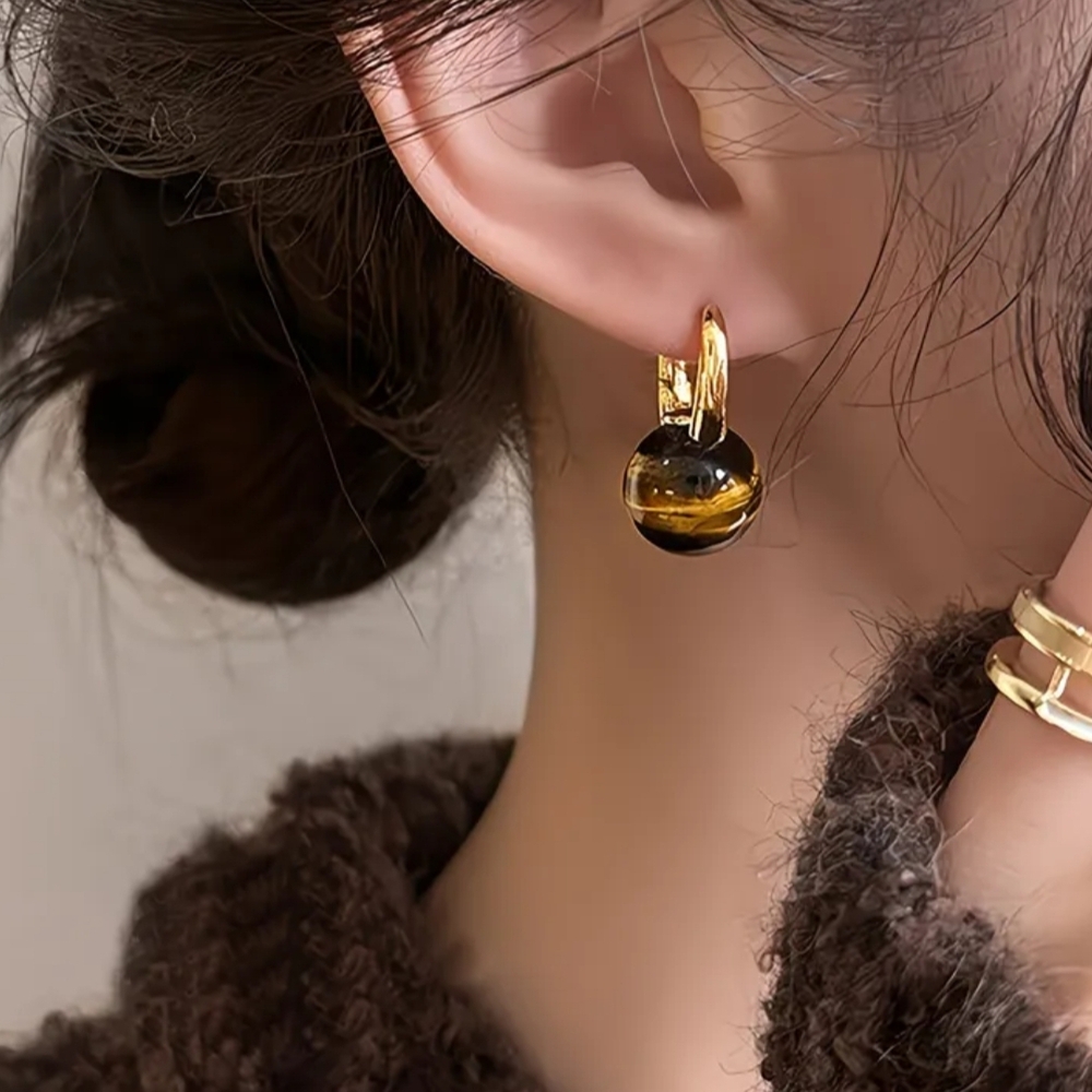 Gold Tiger Eye Earrings